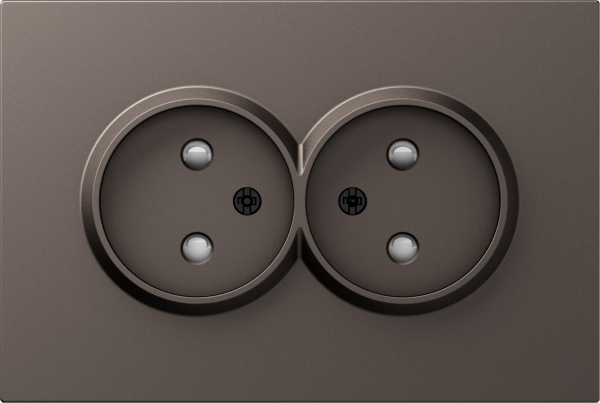 Donel S08 мокко накладка для розетки 2-й без заземления, со шторками 16A 250 В~,серия DB