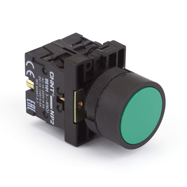 Кнопка управления NP2-EA35 без подсветки зеленая 1НО+1НЗ, IP40 (R) CHINT