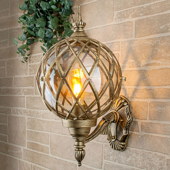 Уличный настенный светильник 1*E27 черное золото IP44 (a025302) Elektrostandard