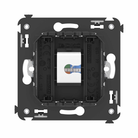 Телефонная розетка RJ-12 без шторки в стену одинарная, "Avanti", "Черный матовый" DKC