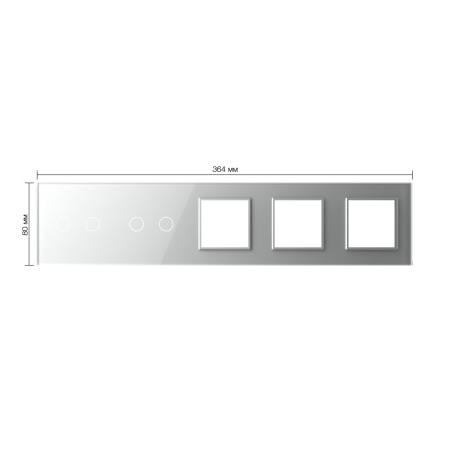 Панель для 2-х сенсорных выключателей и 3-х розеток, 4 клавиши (2+2), цвет серый, стекло Livolo