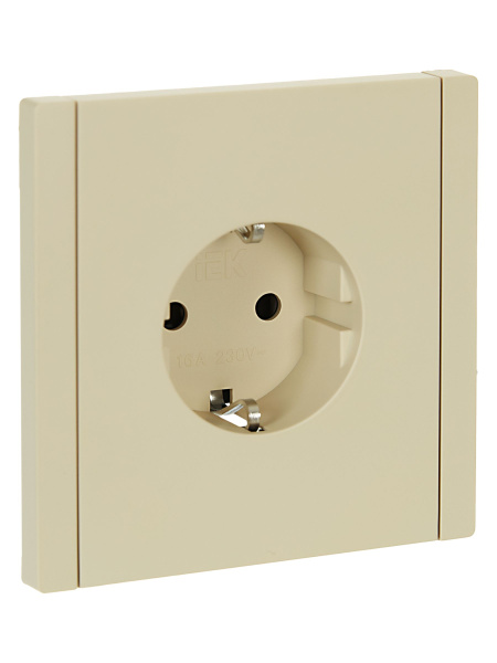FORTE&PIANO Розетка 1-местная с заземлением с защитными шторками безвинтовое крепление 16А FP413 ваниль IEK