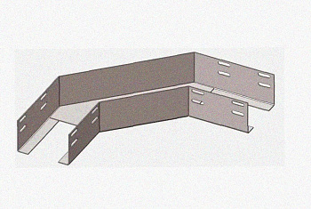 Лоток угловой перфорированный КГ 300х150-90 УТ1,5 поворот на 90, оцинкованный лист S1,0