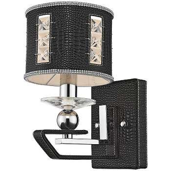 Бра Хром, Черный/Черный, Прозрачный E14 1*40Вт WE393.01.021 WERTMARK