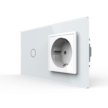 Сенсорный выключатель комбинированный на 1 линию 1 розетка 2 модуля Белый Livolo