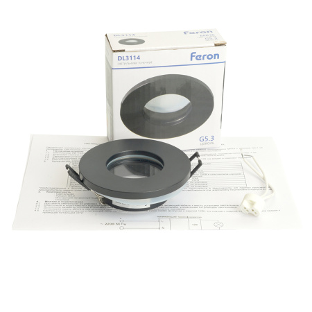 Светильник потолочный встраиваемый, MR16 G5.3, черный DL3114 Feron