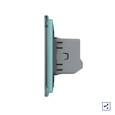 Одноклавишный проходной/перекрестный сенсорный выключатель 1 пост, цвет зеленый Livolo