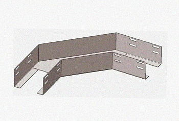 Лоток угловой перфорированный КГ 150х50-90 УТ1,5 поворот на 90, оцинкованный лист S1,5