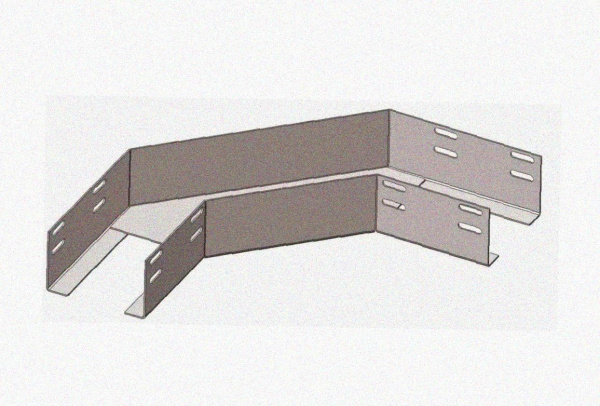 Лоток угловой перфорированный КГ 150х50-90 УТ1,5 поворот на 90, оцинкованный лист S1,5