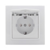 Минск Розетка 1-местная СП с заземлением и крышкой 16А белая с защ, штор, EKF