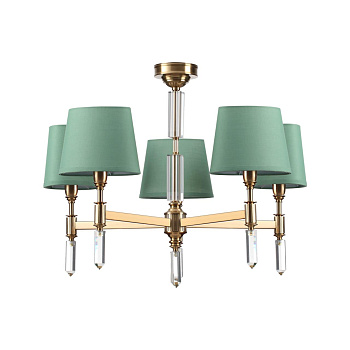 Люстра E14 5*40W LONDON бронзовый/зеленый/абажур ткань ODEON LIGHT