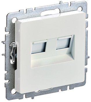 BRITE Розетка двойная RJ11+RJ45 кат.5E РК/Т12-БрЖ жемчуг IEK