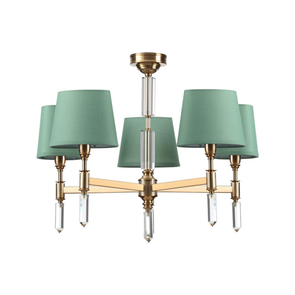 Люстра E14 5*40W LONDON бронзовый/зеленый/абажур ткань ODEON LIGHT
