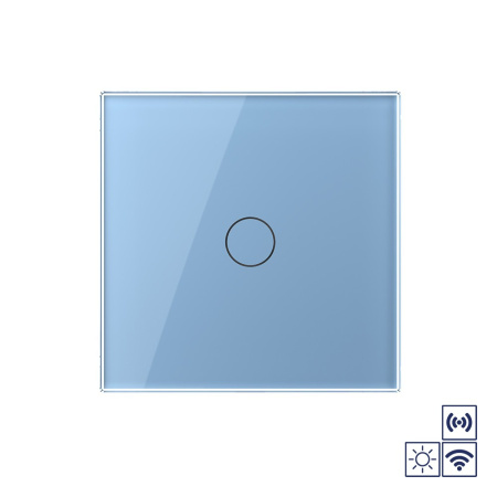 Сенсорный импульсный радиоуправляемый выключатель сухой контакт 1 клавиша 1 модуль Синий Livolo