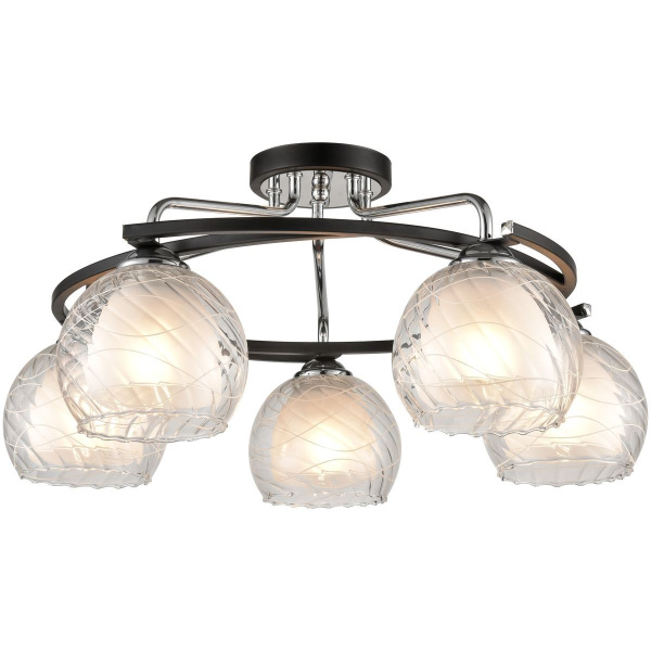 Люстра потолочная Черный, Хром/Белый E27 5*60Вт 234-107-05 VELANTE