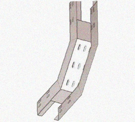Лоток перфорированный КП 450х100-90 УТ1,5 для поворота трассы вверх на 90, горячее цинкование S1,5
