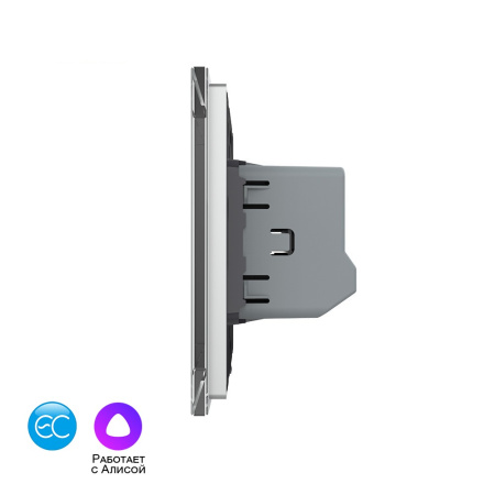 Одноклавишный умный сенсорный выключатель EC, 1 пост, цвет серый Livolo