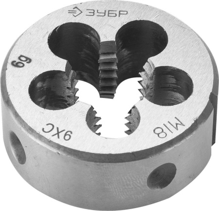 М18x2.5мм, плашка, сталь 9ХС, круглая ручная ЗУБР