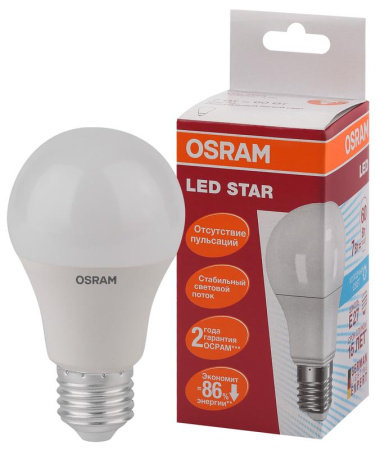 Лампа светодиодная  LED грушевидная 7 Вт Е27 6500К OSRAM