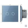 Сенсорный проходной выключатель 2 клавиши 1 пост Синий Livolo