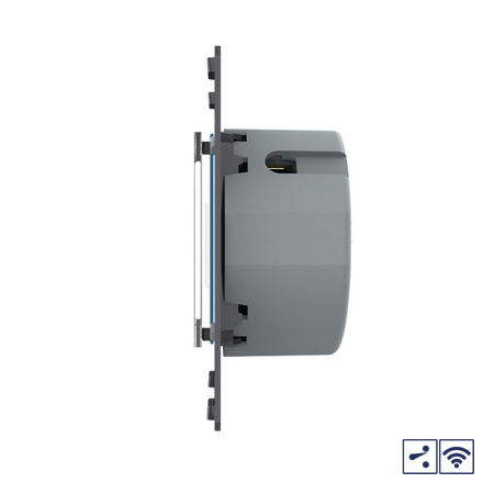 Двухклавишный проходной сенсорный выключатель Quadro с радиоупр., цвет серый (механизм) Livolo