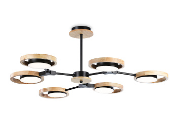 Светильник светодиодный подвесной FL51619/6 BK/LW черный/светлое дерево 3000K/4200K/6400K 42W D825*285 (Без ПДУ) Ambrella Light