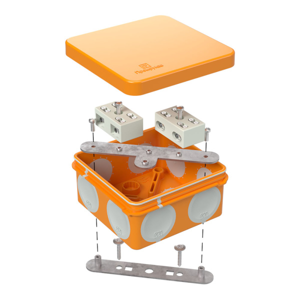 Коробка огнестойкая разветвительная для о/п двухкомпонентная 60-0210-FR6.0-4-4-Р Е15-Е60 80х80х40 RAL2004 Промрукав (44 шт/уп)