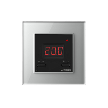Терморегулятор Welrok AZ Wi-Fi для рамки LIVOLO с электронным управлением, датчик пола 3 м, цвет черный с серой рамкой