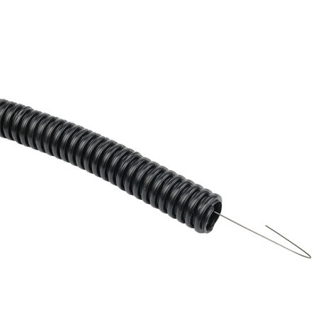 Труба гофр, негорючая безгалогеновая FRHF с протяжкой d20 мм (100 м) черная EKF-Plast