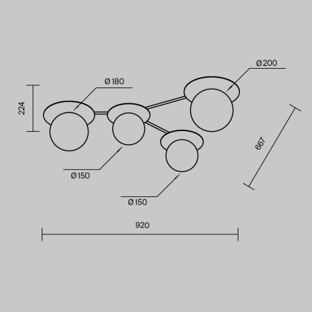 Потолочный светильник 4*E14 40Вт Латунь IP20 Star sky MOD291CL-04BS1 Maytoni