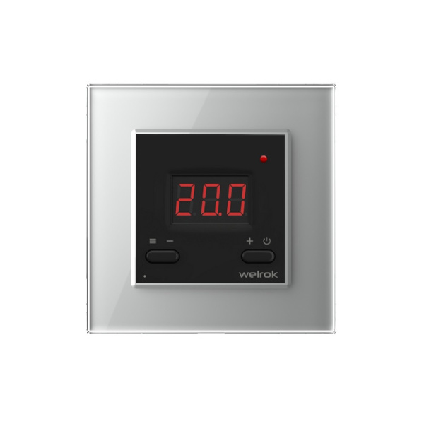 Терморегулятор Welrok AZ Wi-Fi для рамки LIVOLO с электронным управлением, датчик пола 3 м, цвет черный с серой рамкой