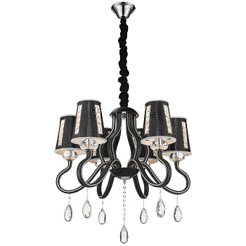 Люстра подвесная Черный/Черный, Прозрачный E14 6*40Вт WE391.06.023 WERTMARK