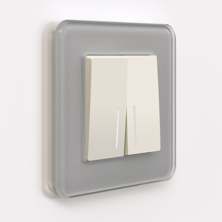 Выключатель двухклавишный с подсветкой (айвори матовый) СУ IP20 Werkel