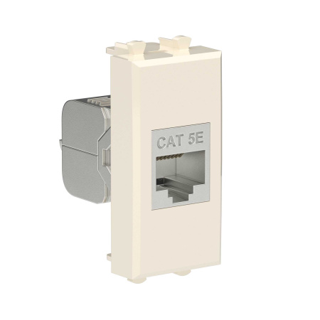 Компьютерная розетка RJ-45 без шторки модульная, кат.5е экранированная, "Avanti", "Ванильная дымка", 1 модуль DKC