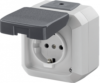 Variant+ Розетка ОУ 1 м. с зазем.с защитной крышкой 16А белый IP54 ABB