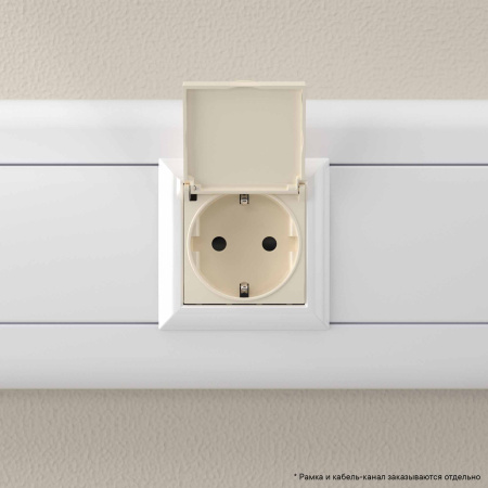 Розетка с крышкой модульная, 2P+E, с з/ш, "Avanti", "Ванильная дымка", 2 модуля DKC