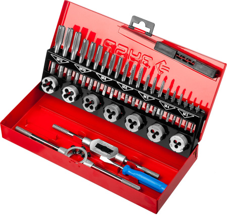 Набор метчиков и плашек "Мастер", сталь 9ХС, 32 предмета ЗУБР