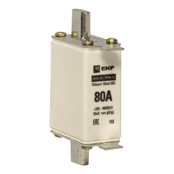 Плавкая вставка ППН-33 100/ 80А габарит 00С PROxima EKF