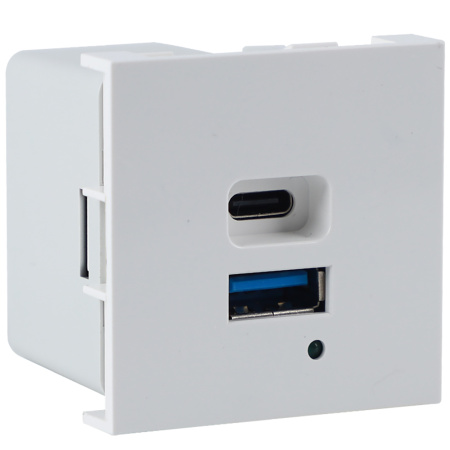 Donel USB зарядное устройство, 4.2A, 65W, Type A + C, 2 мод., бел. (45х45мм)