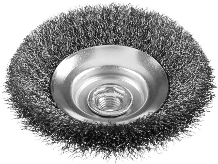 Профессионал. Щетка коническая для УШМ, витая стальная проволока 0,3мм, 115ммхМ14 ЗУБР