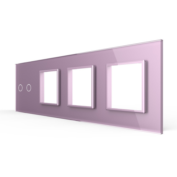 Панель для сенсорного выключателя и 3-х розеток, 2 клавиши, цвет розовый, стекло Livolo