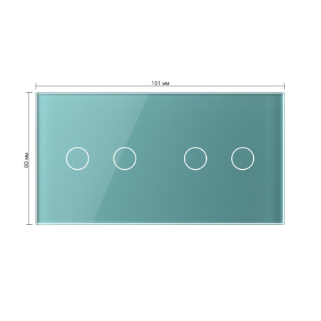 Сенсорный выключатель 4 клавиши (2-2), 2 поста Зеленый Livolo