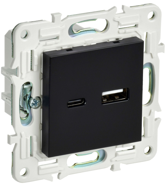 SKANDY Розетка USB A+C 18Вт SK-R13Bl черный IEK