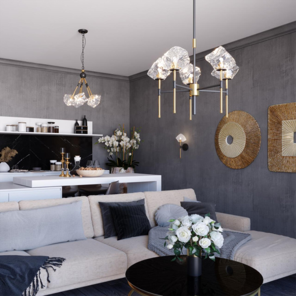 Бра G9 1*40W STONO черный/золотой/прозрачный ODEON LIGHT