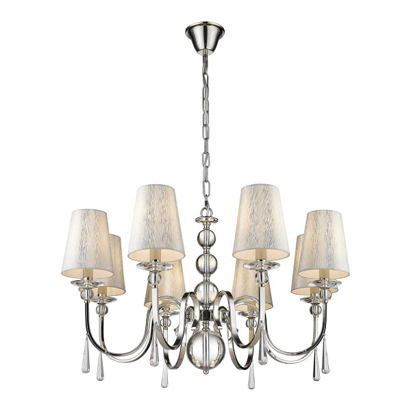 Люстра подвесная Никель/Белый, Серебристый E14 8*40Вт WE368.08.103 WERTMARK