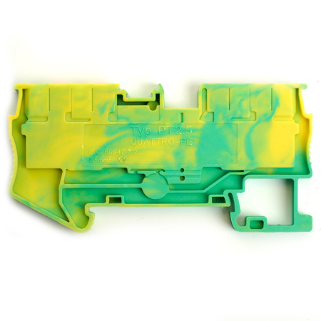 Зажим пружинный, 4-проводной проходной ЗНИ - 2,5, JXB PT 2,5, желтый,зеленый LD574-1-25 STEKKER