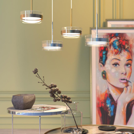 Подвес LED 4000K 14W 220V AKELA хром/прозрачный ODEON LIGHT