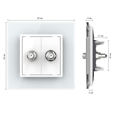 Розетка спутниковая SAT двойная Белая Livolo
