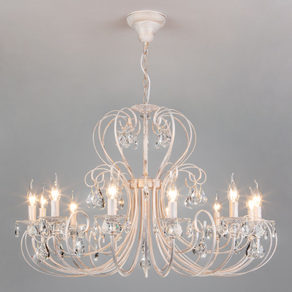 Люстра с хрусталем 12*E14 60Вт белый с золотом IP20 Alda (3305/12 белый с золотом) Eurosvet