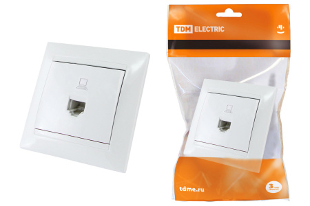Розетка компьютерная RJ45 белая "Лама" TDM